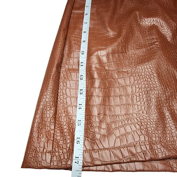NWOT Womens Leather Short Skirt Split Hem Size Small Brown - Picture 10 of 10